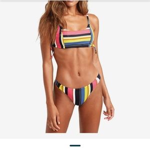 NWOT  RVCA striped bikini bottoms style XB142 RBM